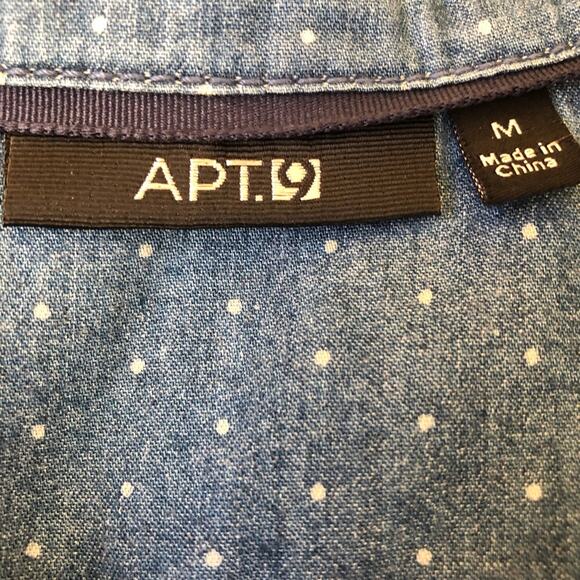 Apt 9 cotton chambray polka dot blouse roll tab sleeves size medium - Picture 9 of 9